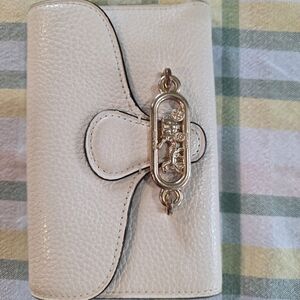 Coach Cream Leather Wallet with Gold Accent
